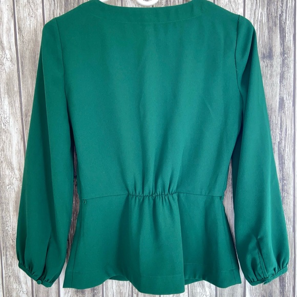 J.CREW Drapey Crepe Faux-Wrap Top Luminary Green Size 00 - Picture 6 of 12